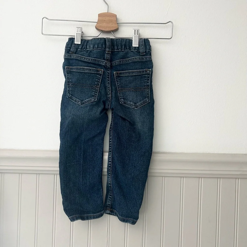 OshKosh B'gosh Boys 2T Dark Blue Kids Toddler Straight Jeans Adjustable Waist